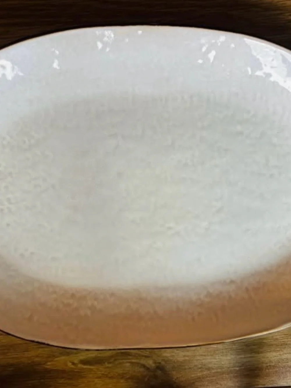 White Hammered Platter with Gold Rim and Fluted Side Detail